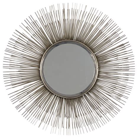 Large Round Silver Metal Starburst Mirror Wall Decor, 28.5 ...