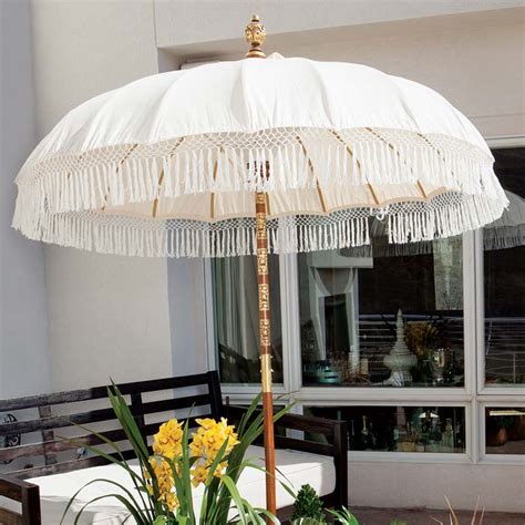 White Patio Umbrella With Fringe - Patio Ideas