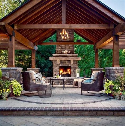 30 Cozy Backyard Gazebo Design Ideas | Rustic outdoor fireplaces ...