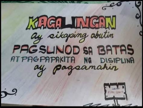 pagmamahal sa bayan sa pamamagitan ng Slogan tungkol sa pagsunod sa ...