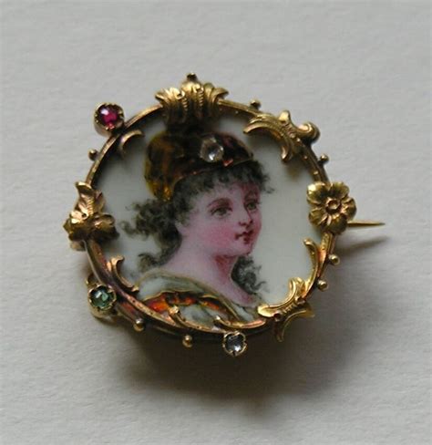 Limoges Porcelain Jewelry | Art Nouveau French Limoge Porcelain, Enamel And Rose-Cut Diamond ...