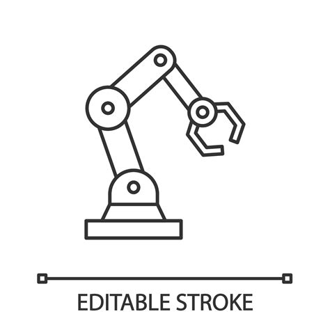 Industrial robotic arm linear icon. Thin line illustration. Robot hand ...