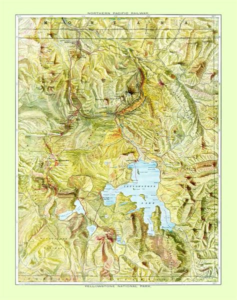 Yellowstone National Park Map from 1898 (Digitally Restored) : r/yellowstone