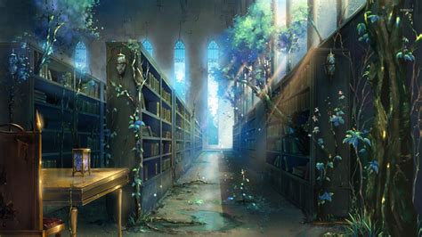 anime-library-wallpaper | Abandoned library, Fantasy library, Urban fantasy art