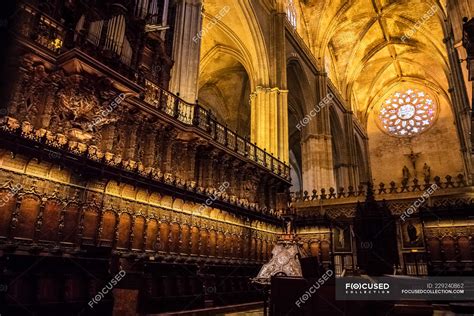 View of the interior of Seville Cathedral, Seville, Spain — sunny ...