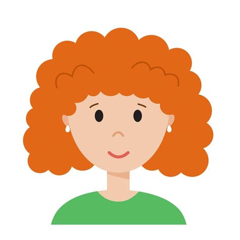 Funny cartoon woman face, cute avatar or portrait. Girl with orange ...