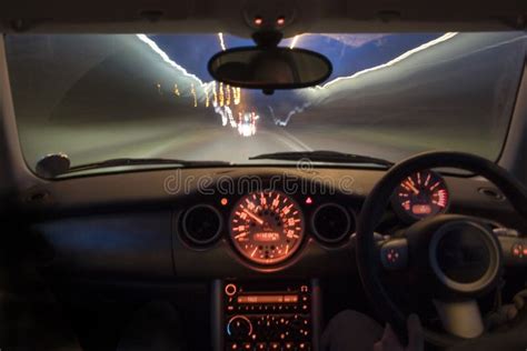 Speeding car at night stock photo. Image of control, mini - 657534