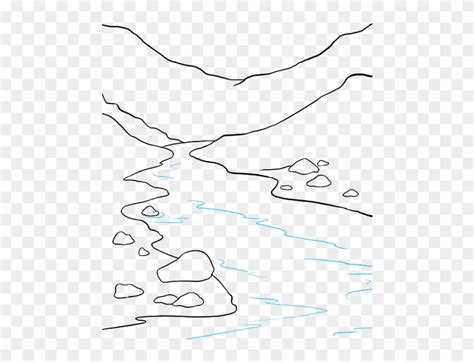 How To Draw A River - Simple River Line Drawing, HD Png Download - 680x678(#4678217) - PngFind