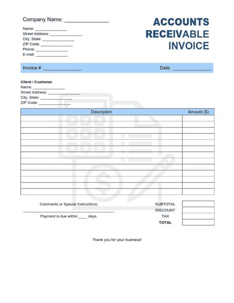 Accounts Receivable Invoice Template