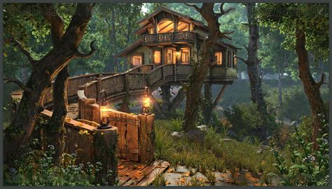 House in the woods, Alexey Gaifutdinov on ArtStation at https://www ...