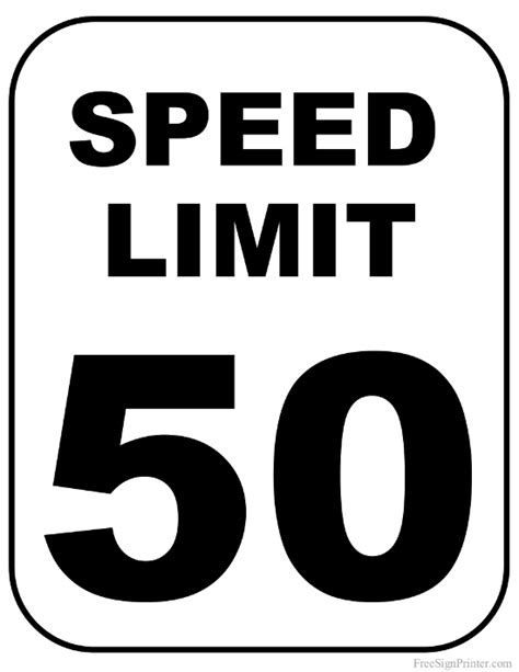 Printable 50 MPH Speed Limit Sign Sign