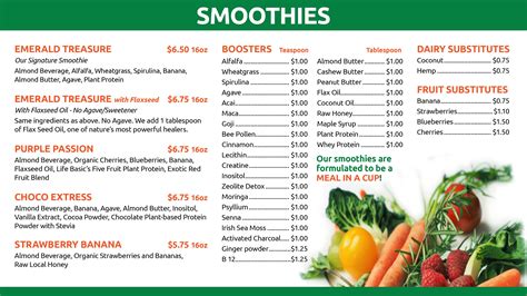 Tropical Smoothie Printable Menu Everything You Need To Get Started On Your Journey To A ...