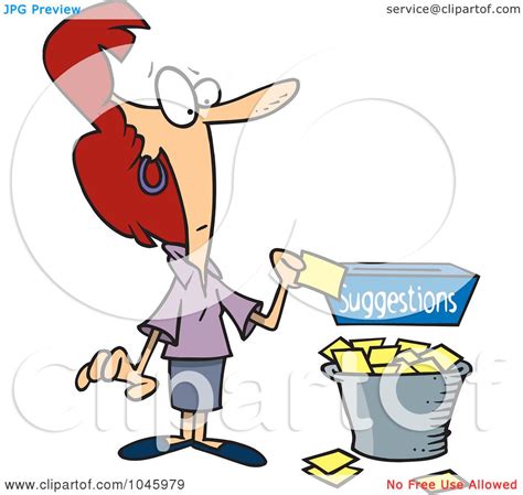 Royalty-Free (RF) Clip Art Illustration of a Cartoon Businesswoman Putting A Complaint In A ...