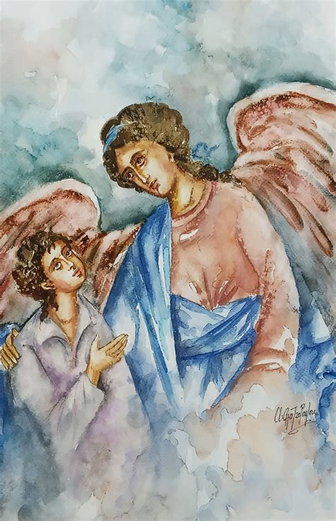 The Angel and Child, Loose Impressionistic Watercolor Art, Original ...