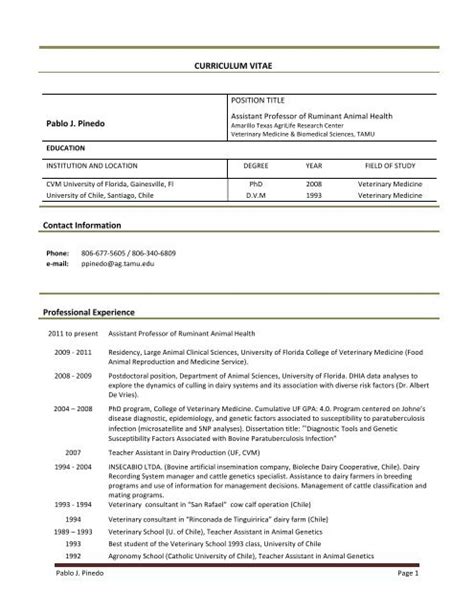 Curriculum Vitae - College of Veterinary Medicine