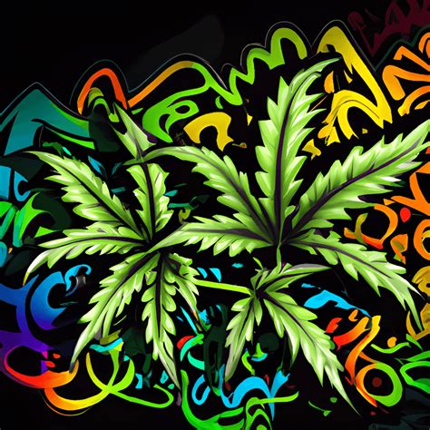 Marijuana Leaves Graffiti Urban Hip Hop Colorful Graphic · Creative Fabrica