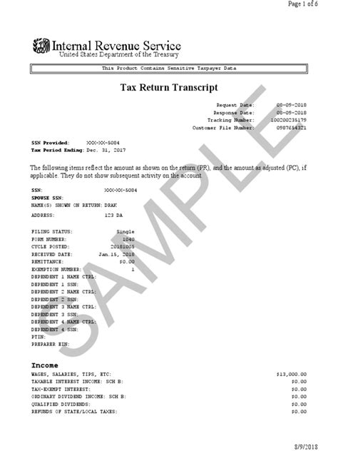 IRS New Tax Return Transcript | Tax Deduction | Irs Tax Forms