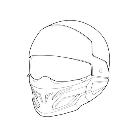 Download Template helmet full face, line Art helmet Vector Illustration, Line art vector, helmet ...