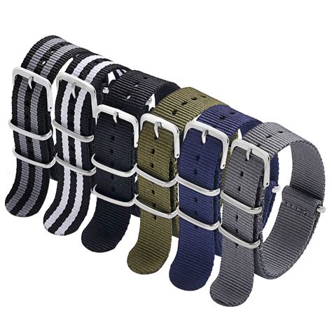 Military Nylon Strap 6 Packs 18mm 20mm 22mm Watch Band Nylon Replacement Watch Straps for Men ...