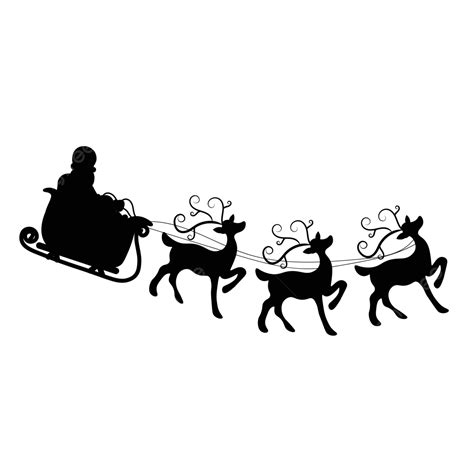 Silhouette Christmas Decoration Santa Claus Riding Sleigh Transparent ...