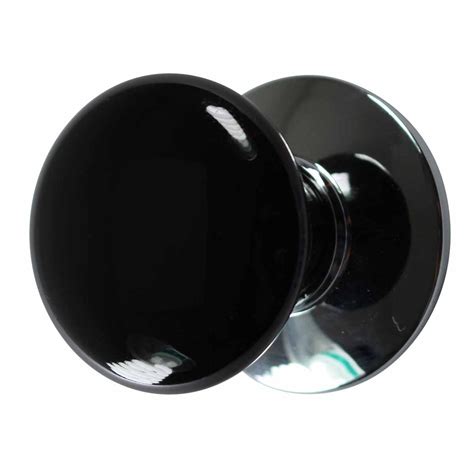 Cabinet Knob Black Chrome 1 1/2" Dia W/ Backplate