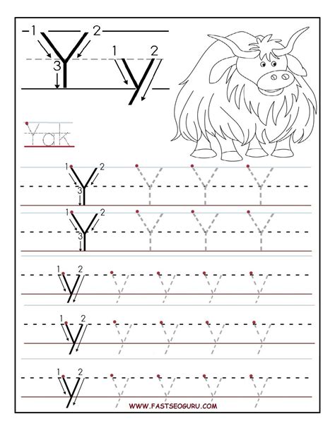 Letter Y Tracing Worksheets For Preschool - Dot to Dot Name Tracing Website