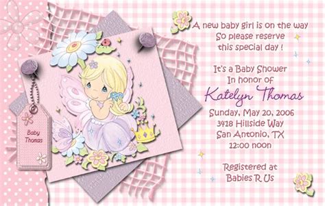 Pink Precious Moments Baby Shower Invitations