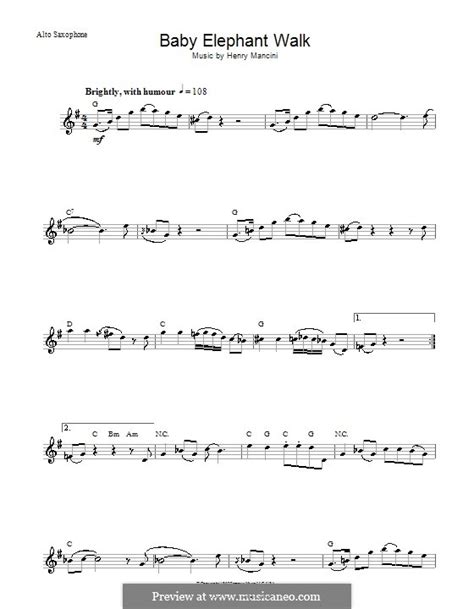 Baby Elephant Walk by H. Mancini - sheet music on MusicaNeo