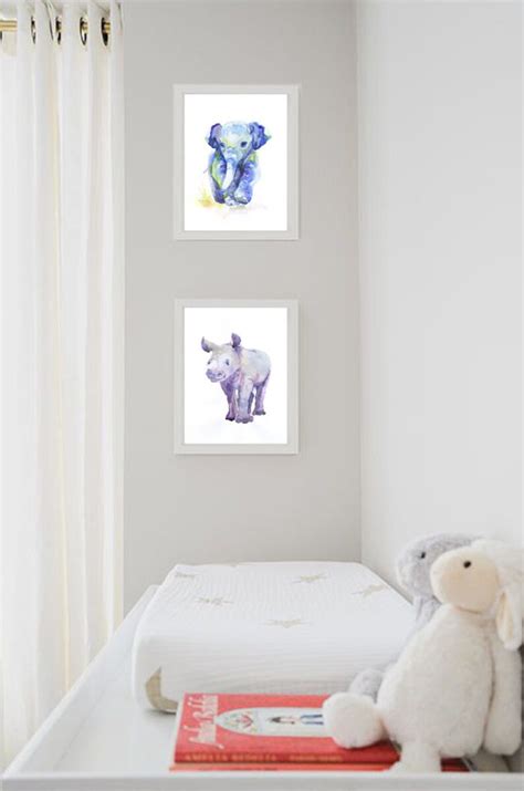 Baby Elephant Art Watercolor Painting Baby Boy Nursery - Etsy