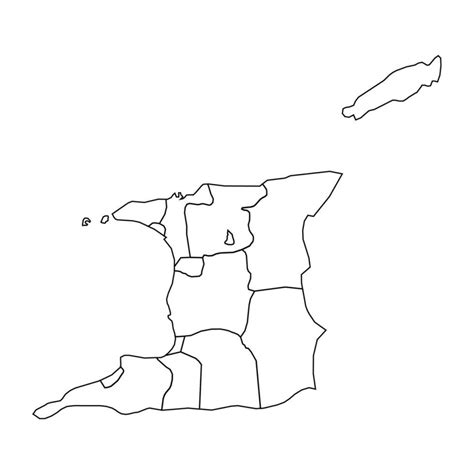 Outline Sketch Map of Trinidad and Tobago With States and Cities ...