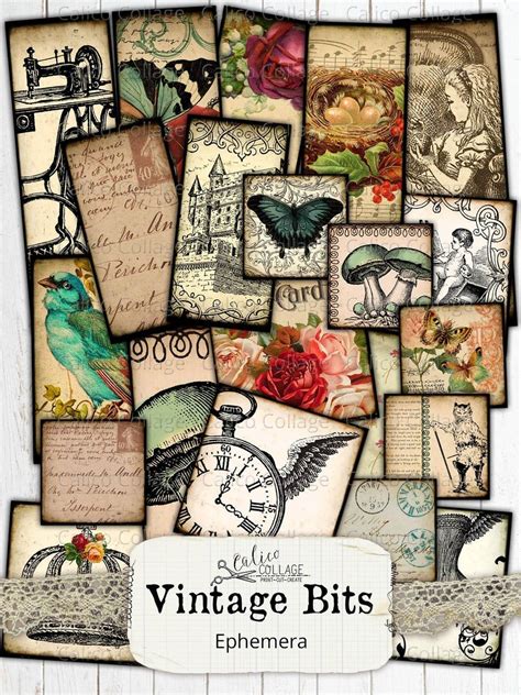 Printable Digital Collage Sheets Junk Journal Ephemera Pack | Etsy | Collage sheets, Digital ...