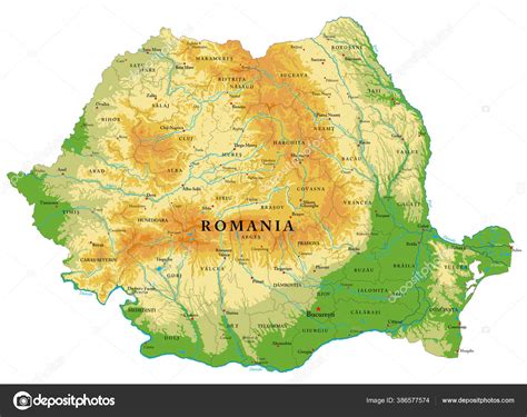 Highly Detailed Physical Map Romania Vector Format All Relief Forms Stock Vector Image by ...