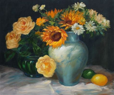 Sunflowers and Roses | Sunflowers and roses, Painting, Art