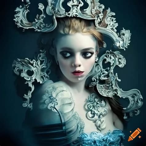 Surreal and baroque style artwork in the clouds