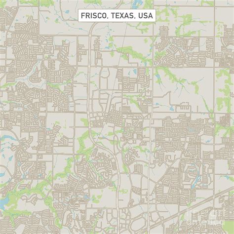 Frisco Texas US City Street Map Digital Art by Frank Ramspott