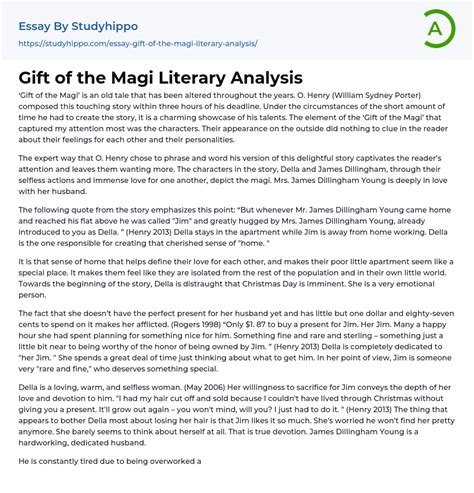 Gift of the Magi Literary Analysis Essay Example | StudyHippo.com