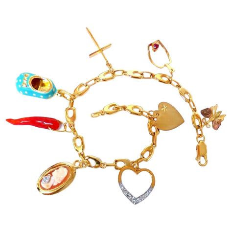 Assorted Lucky Charms Bracelet 14 Karat For Sale at 1stDibs | lucky charm bracelet