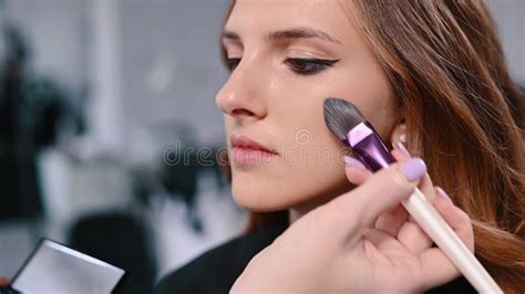 Makeup Artist Applies Foundation. Stock Video - Video of skin, stylist: 299871693