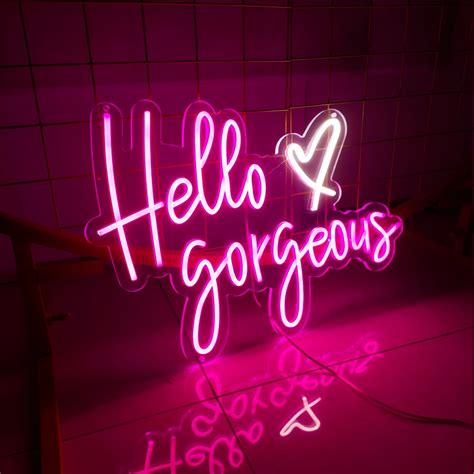 Custom Neon Sign hello gorgeous with heart lights Led for | Etsy