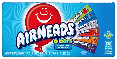 Airheads Assorted Flavors Chewy Candy Bars, 3.3 Oz, 6 ct - Walmart.com