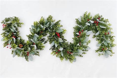 Christmas Garland for Mantel, Christmas Garland for Stairs, Christmas Table Runner Greenery ...