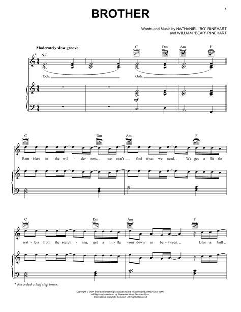 NEEDTOBREATHE "Brother" Sheet Music Notes | Download Printable PDF Score 160442