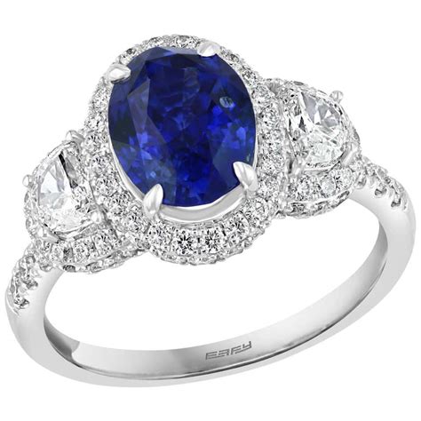 Effy Hematian 18 Karat White Gold Diamond and Sapphire Victorian Ring ...