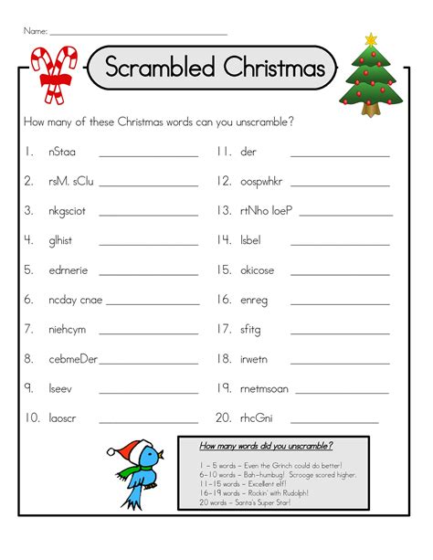 Christmas Unscramble Worksheets - TracingLettersWorksheets.com