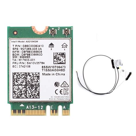 Buy 3000Mbps WiFi 6E Intel AX210 Bluetooth 5.2 M.2 2230 Key E WiFi 6 Card 2.4G/5Ghz/6Ghz With ...