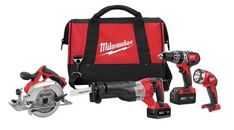 MILWAUKEE, 18 V Volt, 4 Tools, Cordless Combination Kit - 4LER2|2694-24 ...