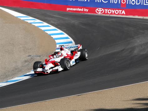 Toyota F1 car in the "cork screw" at Laguna Seca setting the track ...