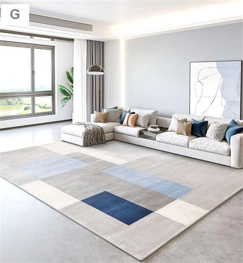 Dining Room Floor Carpets, Blue Geometric Modern Area Rugs ...