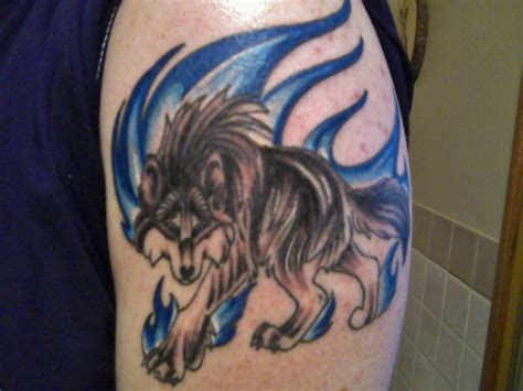 fire wolf tattoo colored by firewolf890 on DeviantArt