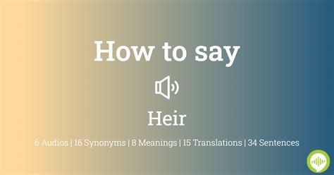 How to pronounce Heir | HowToPronounce.com